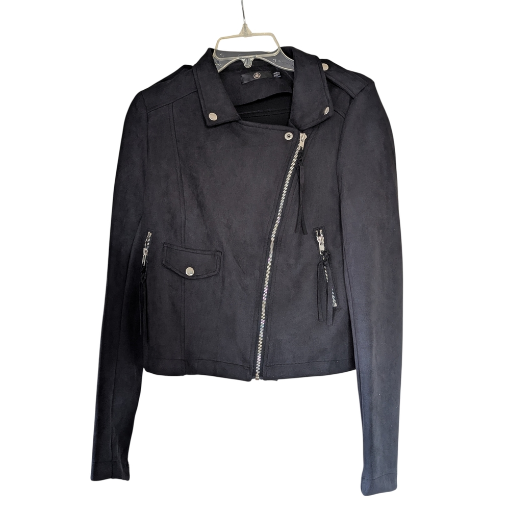 NEW Missguided Black vegan Suede Leather Motorcycle / Biker Jacket - 6